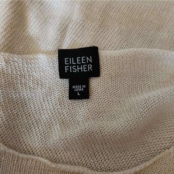Eileen Fisher Ivory Linen Knit Sweater Scoop Large - Picture 6 of 9
